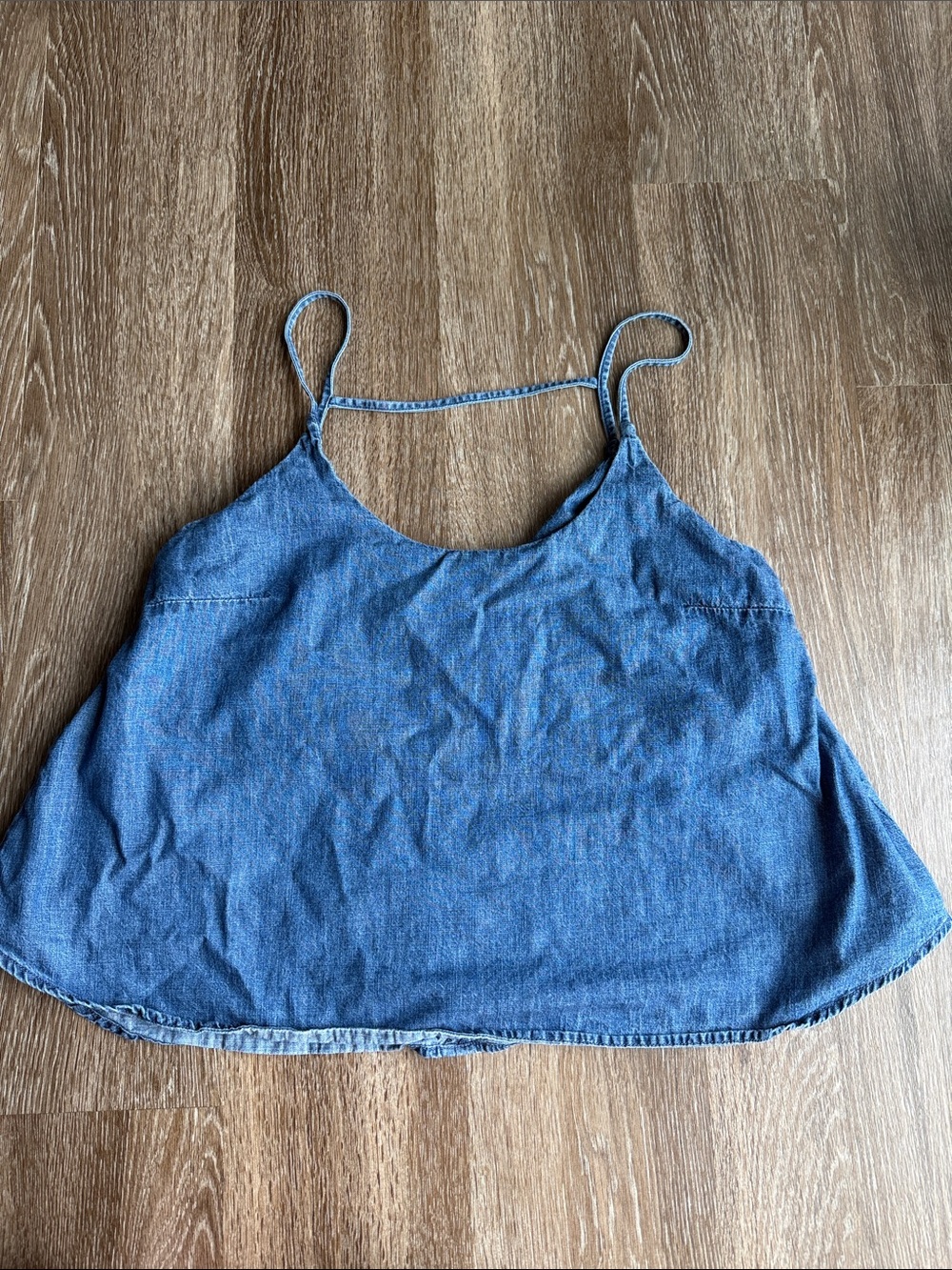 Hidden Denim Blue Spaghetti-Strap Crop Top